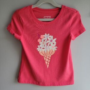 Jumping Beans Girls Size 4 Ice Cream Cone Flower Short Sleeve Graphic Tee Coral